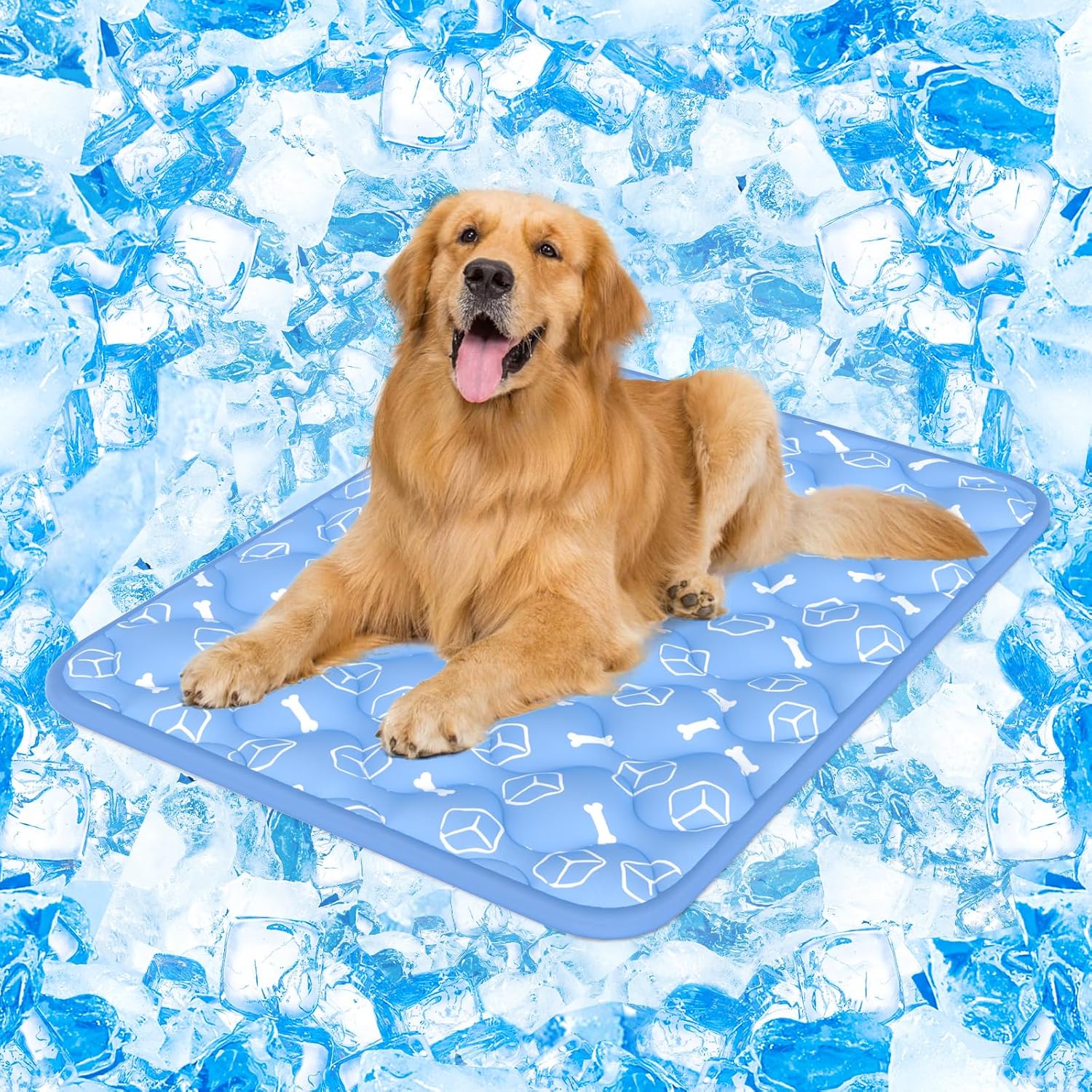 Rywell Dog Cooling Mat,110 * 80cm Thicken Dog Cooling Mat Extra Large, Internal Waterproof& Endothermic Color Changing Arc-Chill Cooling Fiber(QMAX>0.5) for Pet, Washable&Non-Toxic&Non-Slip